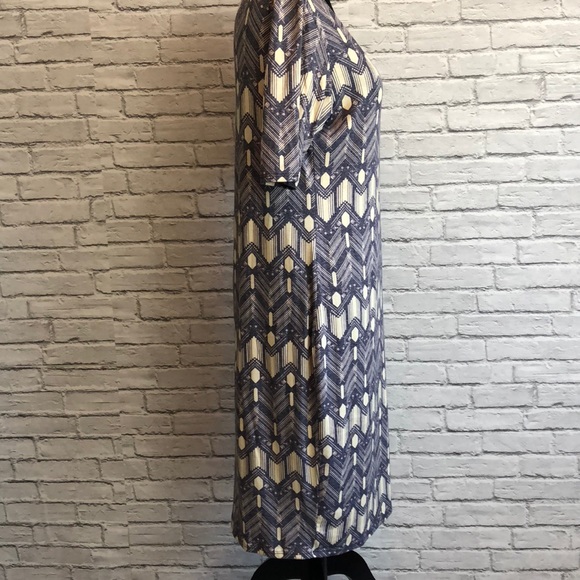 Lularoe Julia indigo & cream geometric dress L - Picture 5 of 8